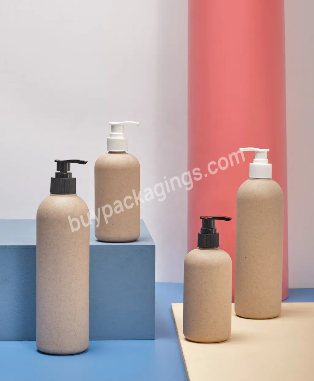 New Degradable Wheat Straw Bottle 500ml Lotion Shampoo Bath Care Liquid Sub-packaging Bottle