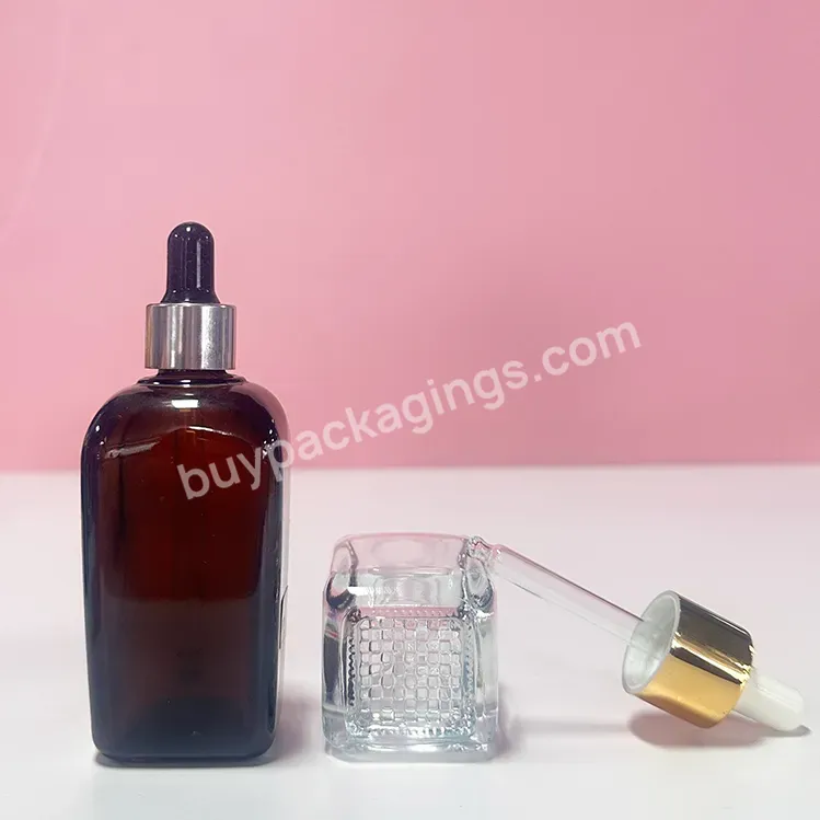 New Design 30ml Prettycare Serum Dropper Bottle Amber Clear Glass Bottles With Golden Caps For Essential Oils