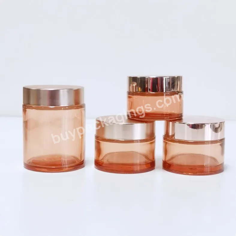 New Design 5g 10g 20g 30g 50g 60g 100g Custom Clear Rose Gold Cosmetic Glass Cream Jar Containers With Lids - Buy Rose Gold Clear Glass Cream Jar,Glass Cosmetic Jar,Cosmetic Glass Jar.