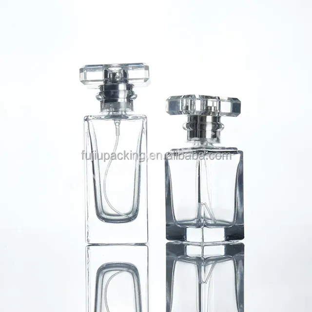 New Design 60ml Cologne Flat Spray Rectangle Thick Square Glass Perfume Bottle