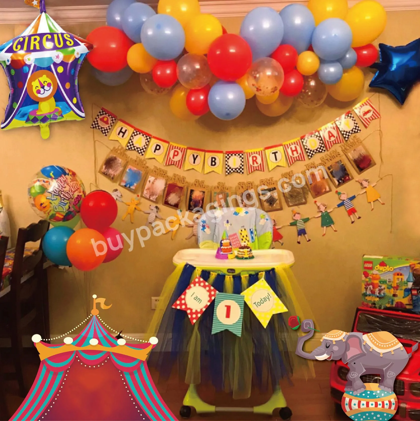 new design circus birthday party decoration Clown Carnival banner balloon set for baby show party decoration suppliers