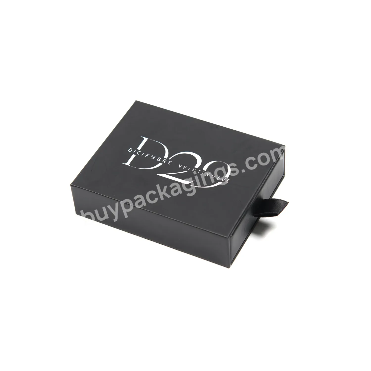 New Design Coated Paper Box Black Gift Box Packing With Silver Stamping Logo