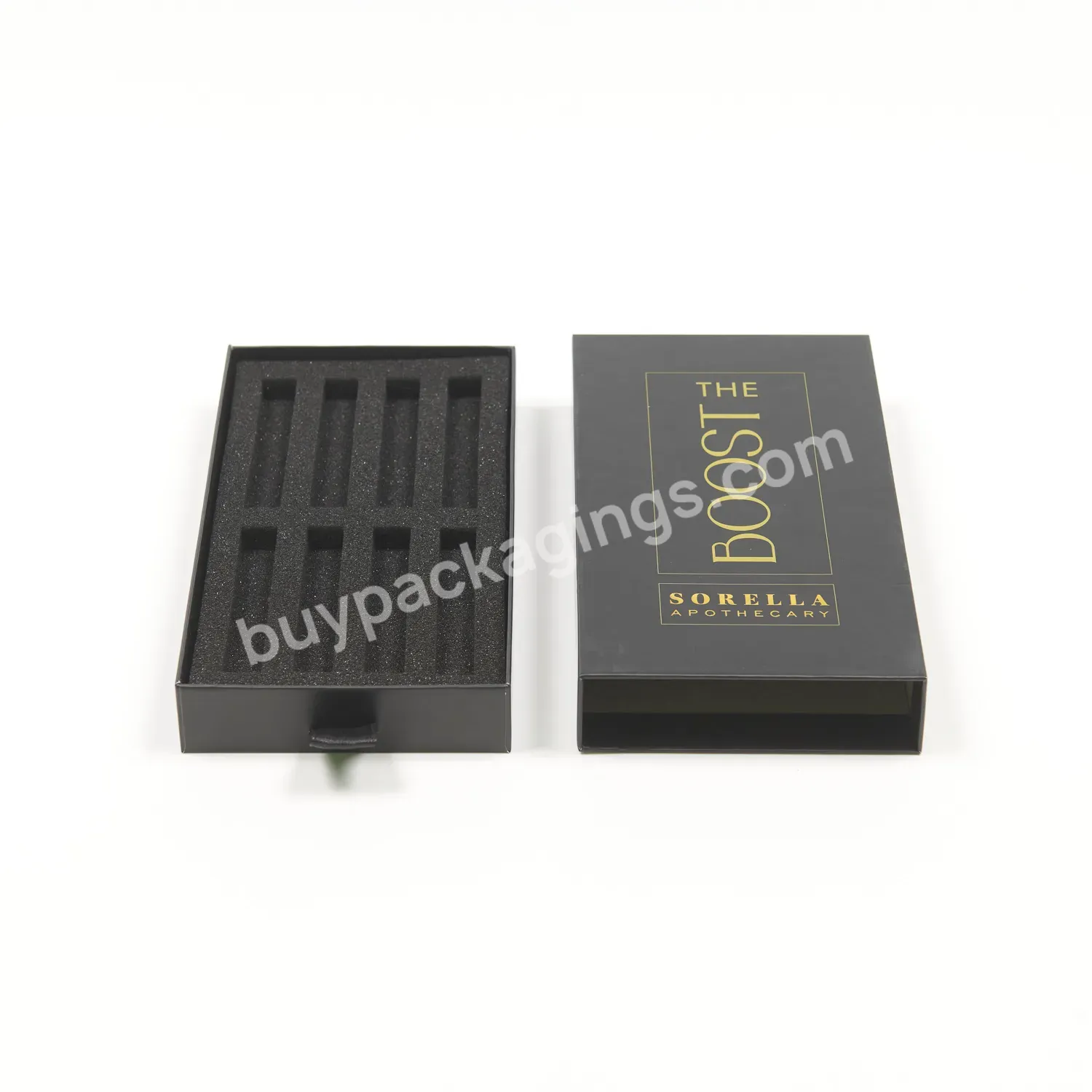 New Design Coated Paper Box Black Golden Packing With Insert