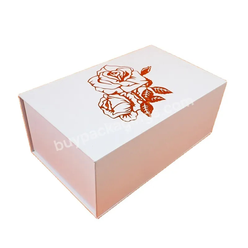 New Design Coated Paper Box For Clothing Packing With Gold Flower Pattern Stamping Logo