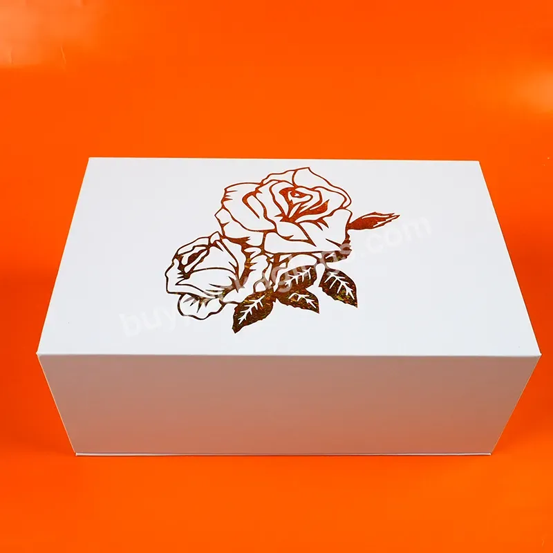 New Design Coated Paper Box For Clothing Packing With Gold Flower Pattern Stamping Logo