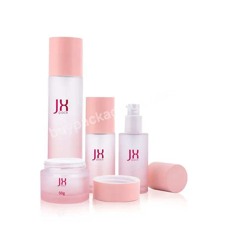 New Design Cosmetic Packaging Set 50g 80g Glass Cream Jar 40ml 100ml 120ml Skincare Lotion Bottle