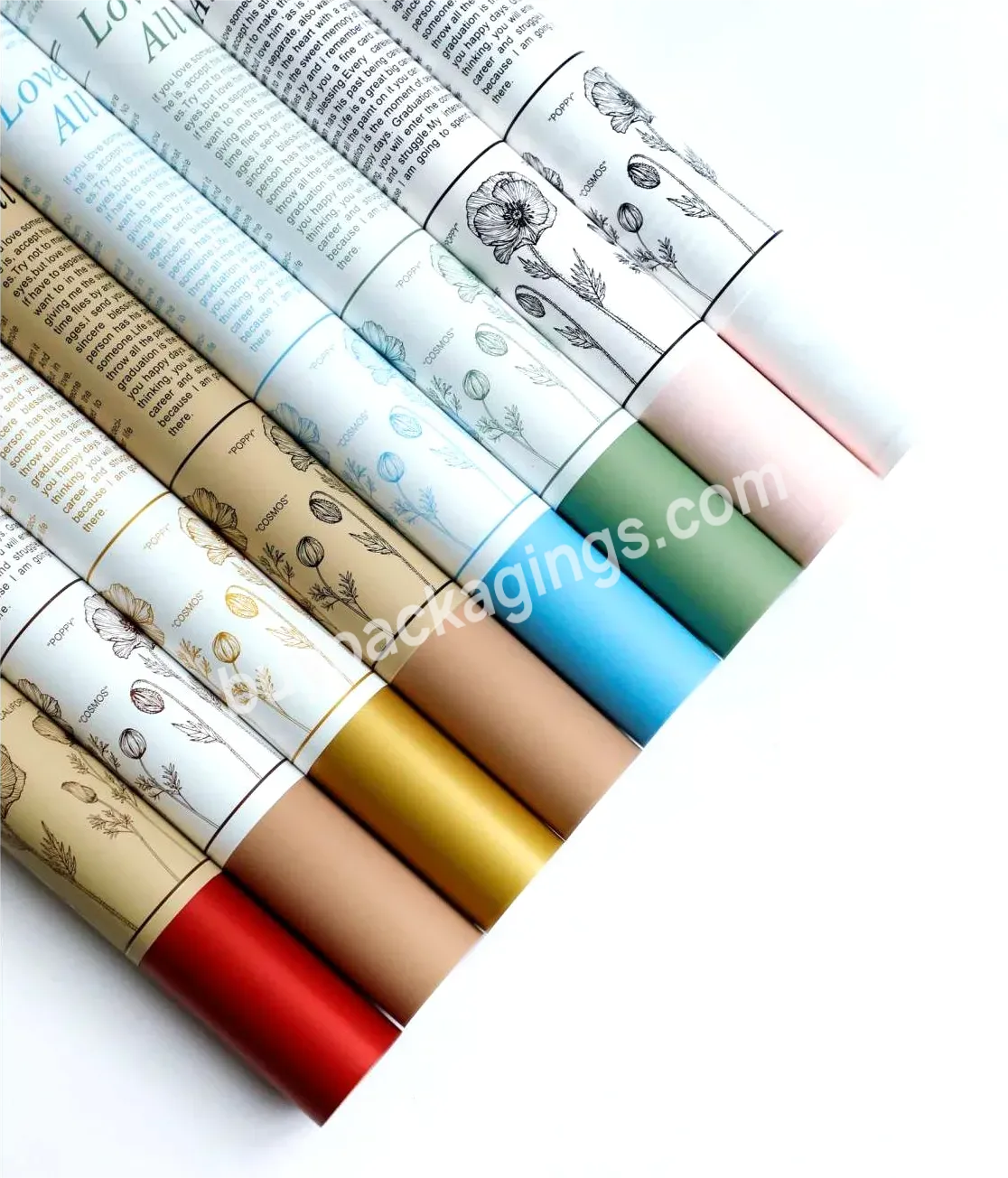 New Design Eden Garden Design Printed Waterproof Opp Plastic Film Flower Wrapping Paper Gift Wrap Paper