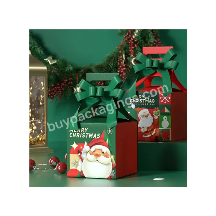 New Design Eve's Santa Logo Ivory Candy Cookie Chocolate Box Bow Ribbon Christmas Gift Box Set