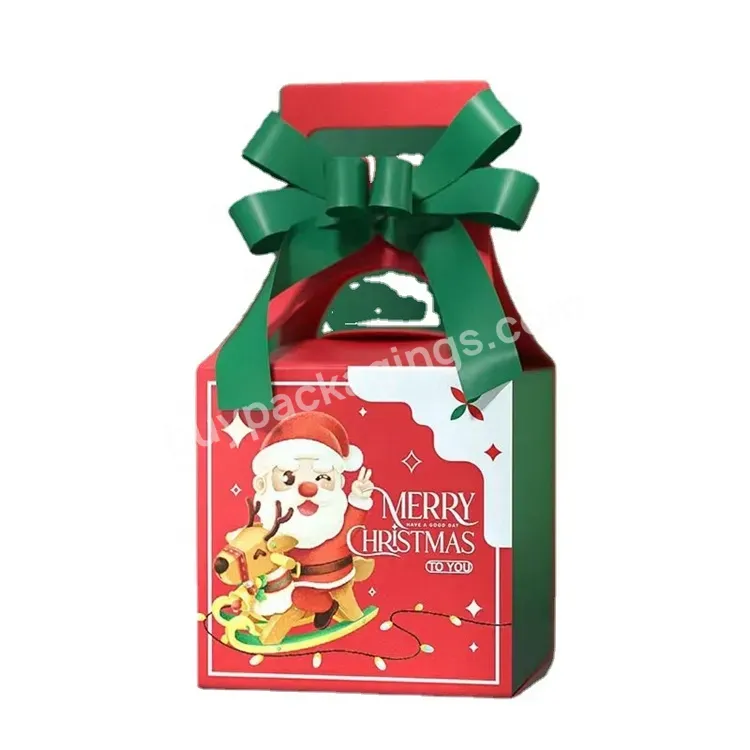 New Design Eve's Santa Logo Ivory Candy Cookie Chocolate Box Bow Ribbon Christmas Gift Box Set