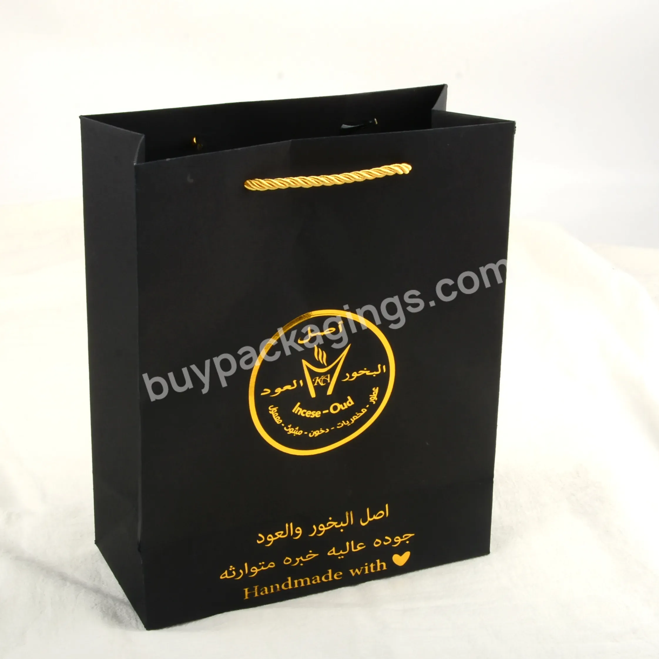 New Design In 2023 High Level Black Paper Bag For Gift Custom Size Logo Print Modern Type Jewelry Packaging With Golden Brand