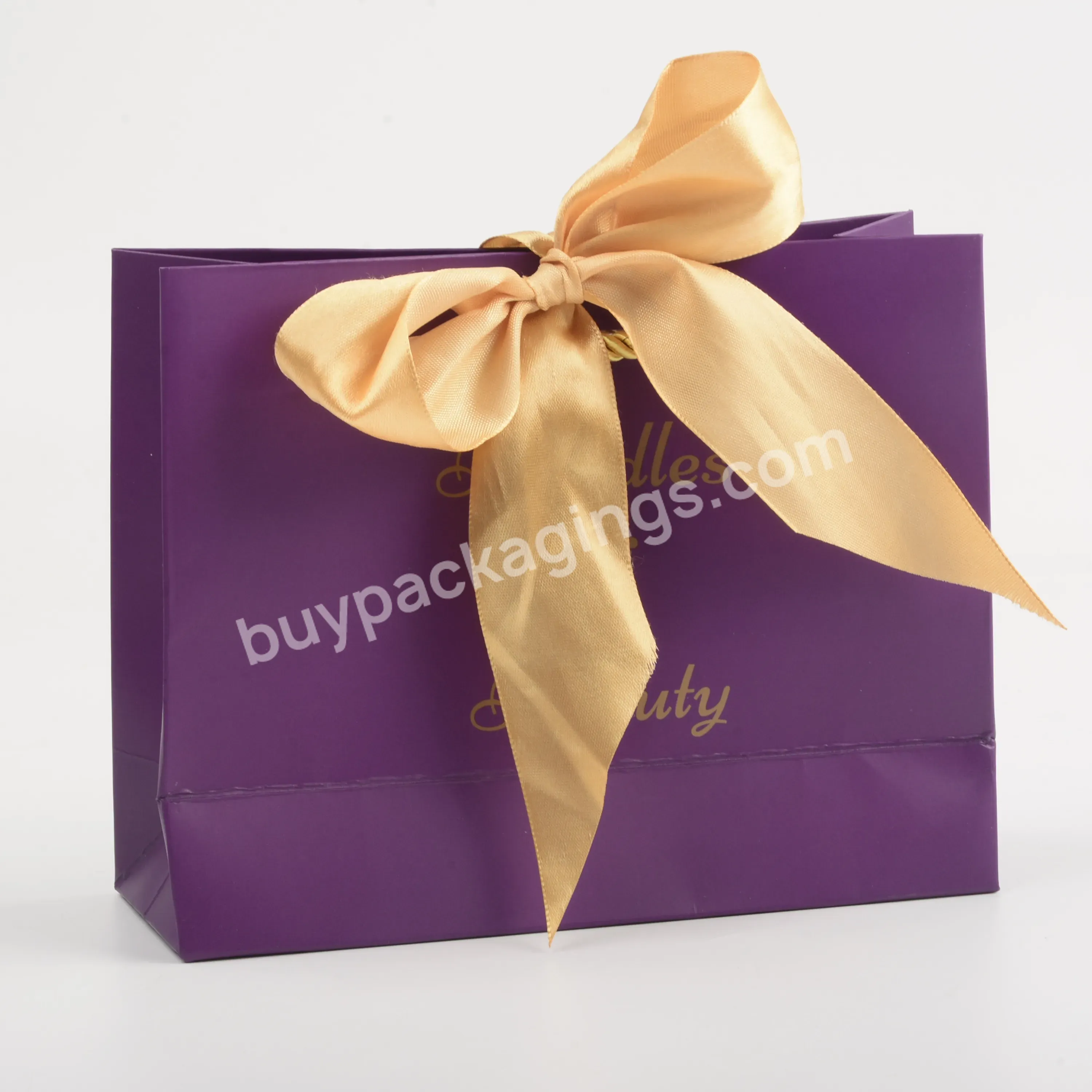 New Design In 2023 Vintage Paper Bag Purple Luxury Design Custom Size Logo Print High Quality Gift Packaging With Golden Brand