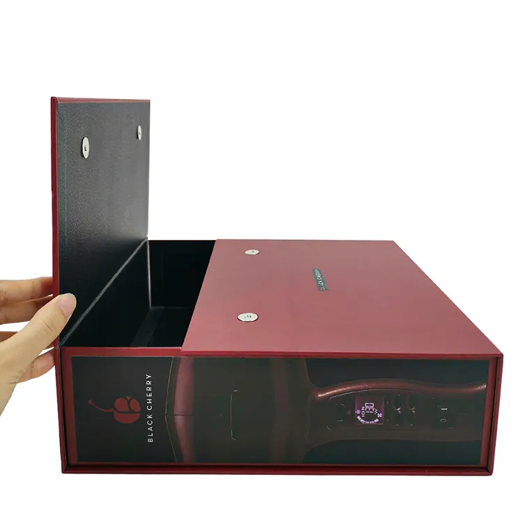 New Design Luxury Custom Packaging Paper Box Magnetic Closure Dark Red Rigid Cardboard Gift Box For Hair Dryer