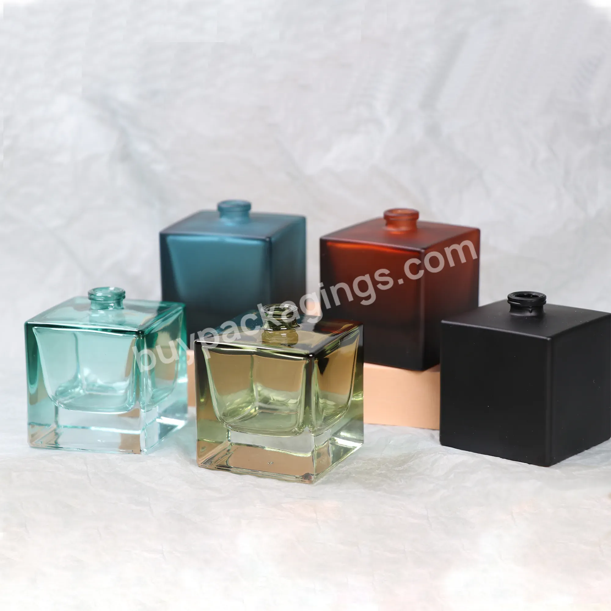 New Design Luxury High Quality Empty 30ml50ml100ml Square Glass Perfume Bottle Refillable Spray With Customized Packaging