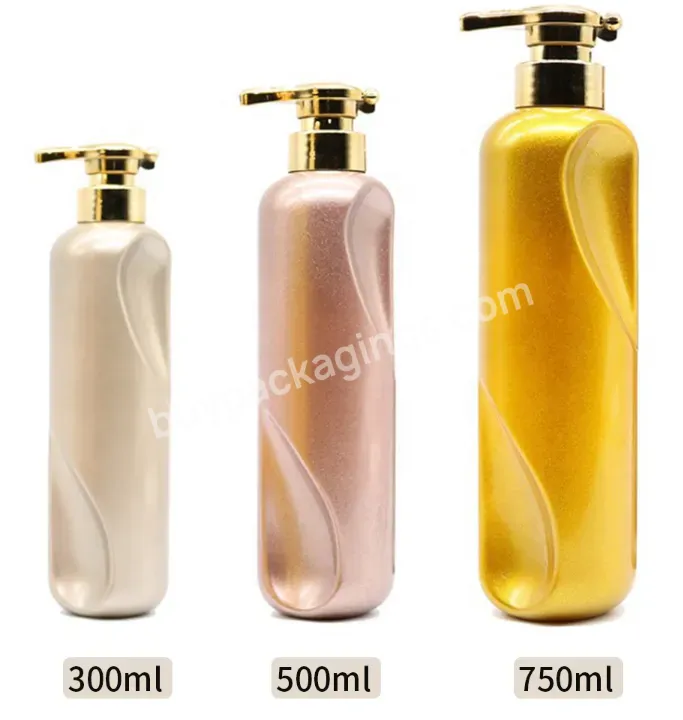 New Design Luxury Plastic Empty 500ml 750ml Metallic Shower Gel Shampoo Bottle With Pump