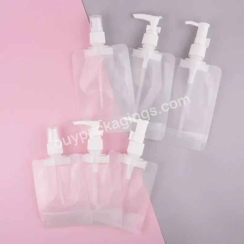 New Design Matte Stand Up 50ml 100 Ml Cosmetic Lotion Makeup Remover Refill Spout Pouch With Spray Nozzle Pump