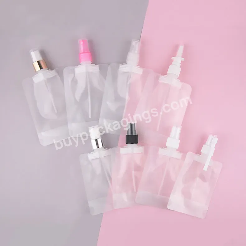 New Design Matte Stand Up 50ml 100 Ml Cosmetic Lotion Makeup Remover Refill Spout Pouch With Spray Nozzle Pump