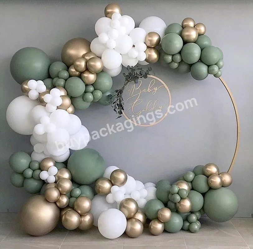 New design olive green chrome gold confetti latex balloon simulation leaf latex balloon kit garland birthday party decoration