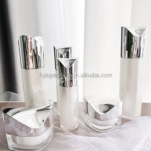 New Design Pearl White Packaging Set Wholesale 30ml 50ml 80ml Unique Shaped Cosmetic Bottle For Skin Care Pump Bottle Set