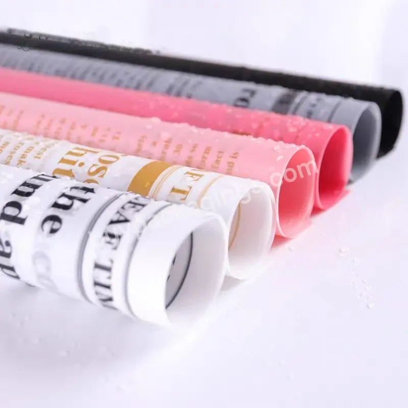 New Design Plastic Semilucent Mist Film Flower Wrapping Paper With Love Letter Printing