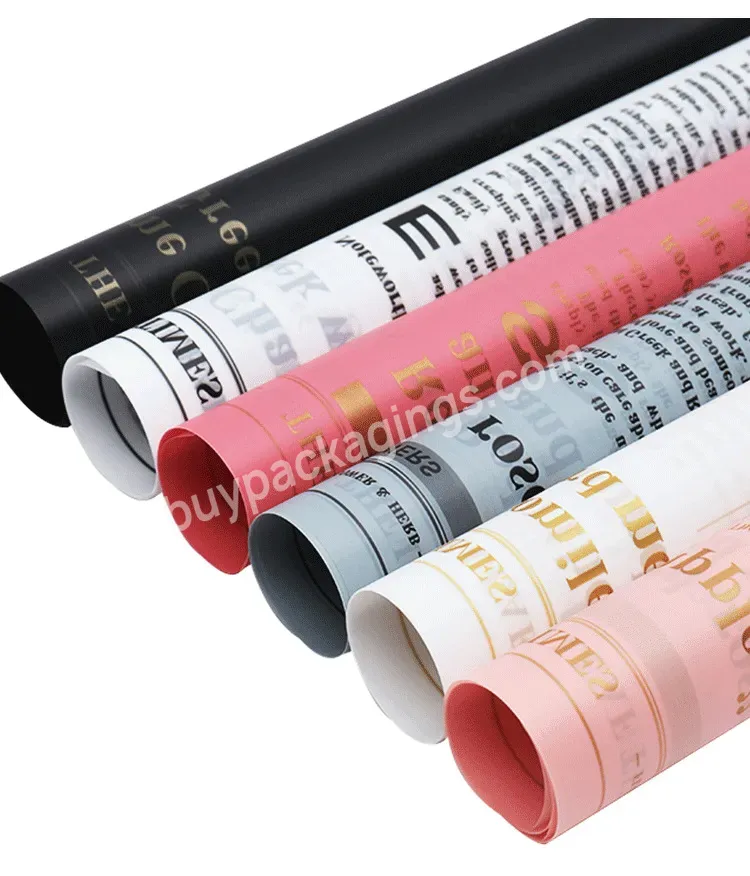 New Design Plastic Semitransparent Film Flower Wrapping Paper With Full Love Letter Printing