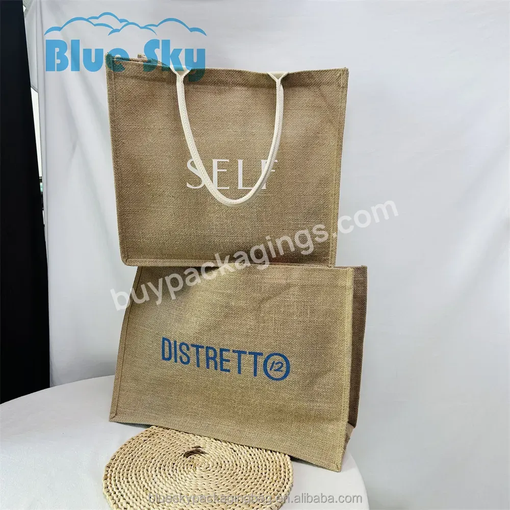 New Design Printed Rope Processing Jute Shopping Bag Custom Logo Printed Canvas Tote Bag Environmental Friendly Tote Bag