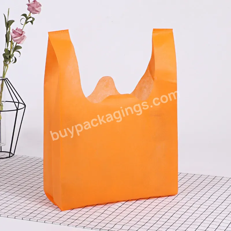 New Design Recyclable Die Cut T Shirt Non Woven Vest Shopping Bag Nonwoven Grocery Bags For Gift