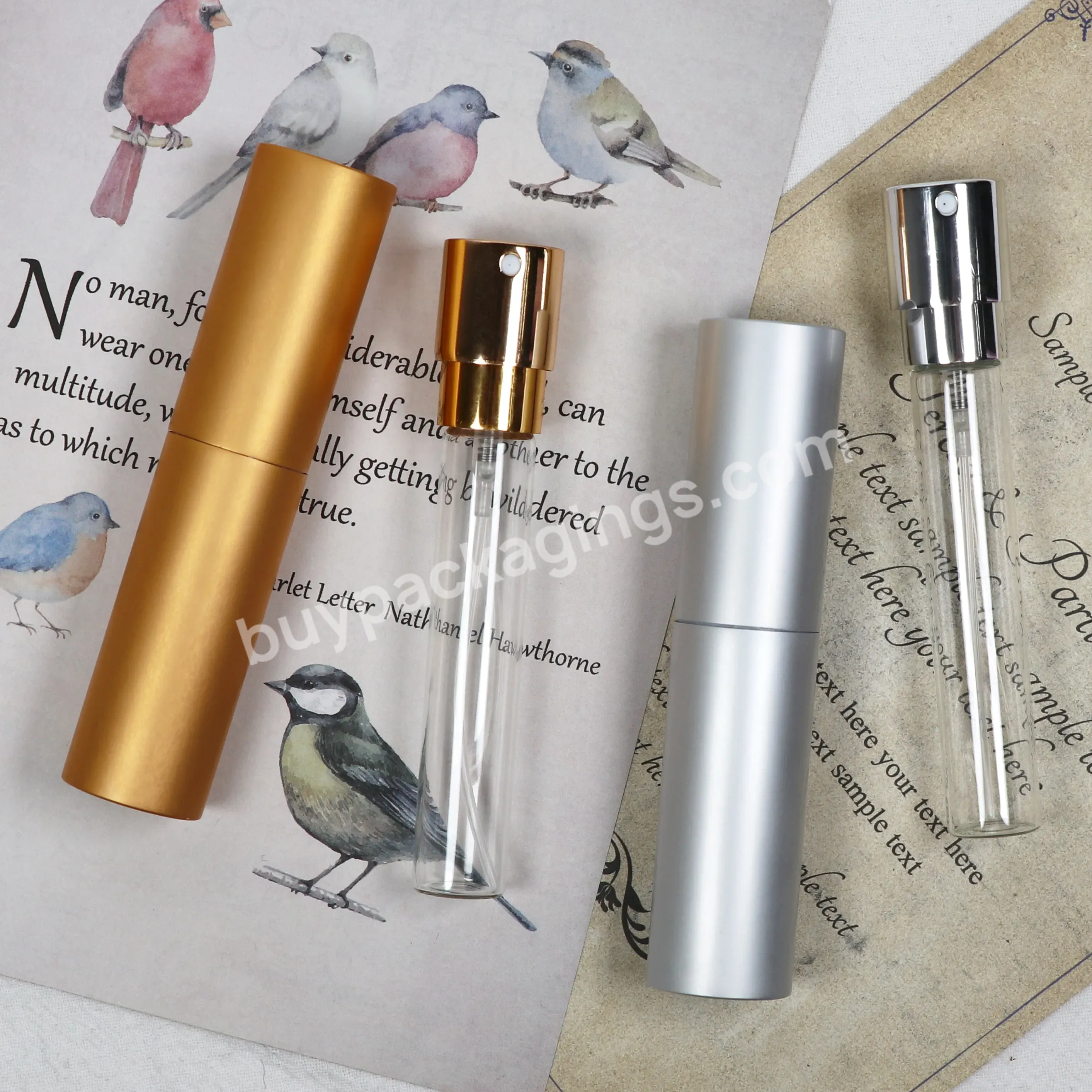 New Design Round 10 Ml Aluminum Twist Up Portable Bottle Refillable Travel Perfume Bottle Glass Vial Atomizer Refillable Bottle