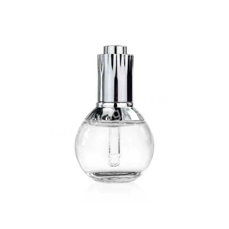 New Design Round 30ml Glass Dropper Bottles Bottles And Packaging Glass Cosmetic Serum Dropper Bottle Silver