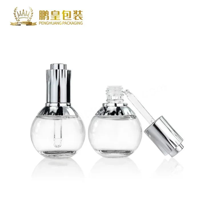 New Design Round 30ml Glass Dropper Bottles Bottles And Packaging Glass Cosmetic Serum Dropper Bottle Silver - Buy Bottles And Packaging,Glass Cosmetic Serum Dropper Bottle,Glass Dropper Bottles.