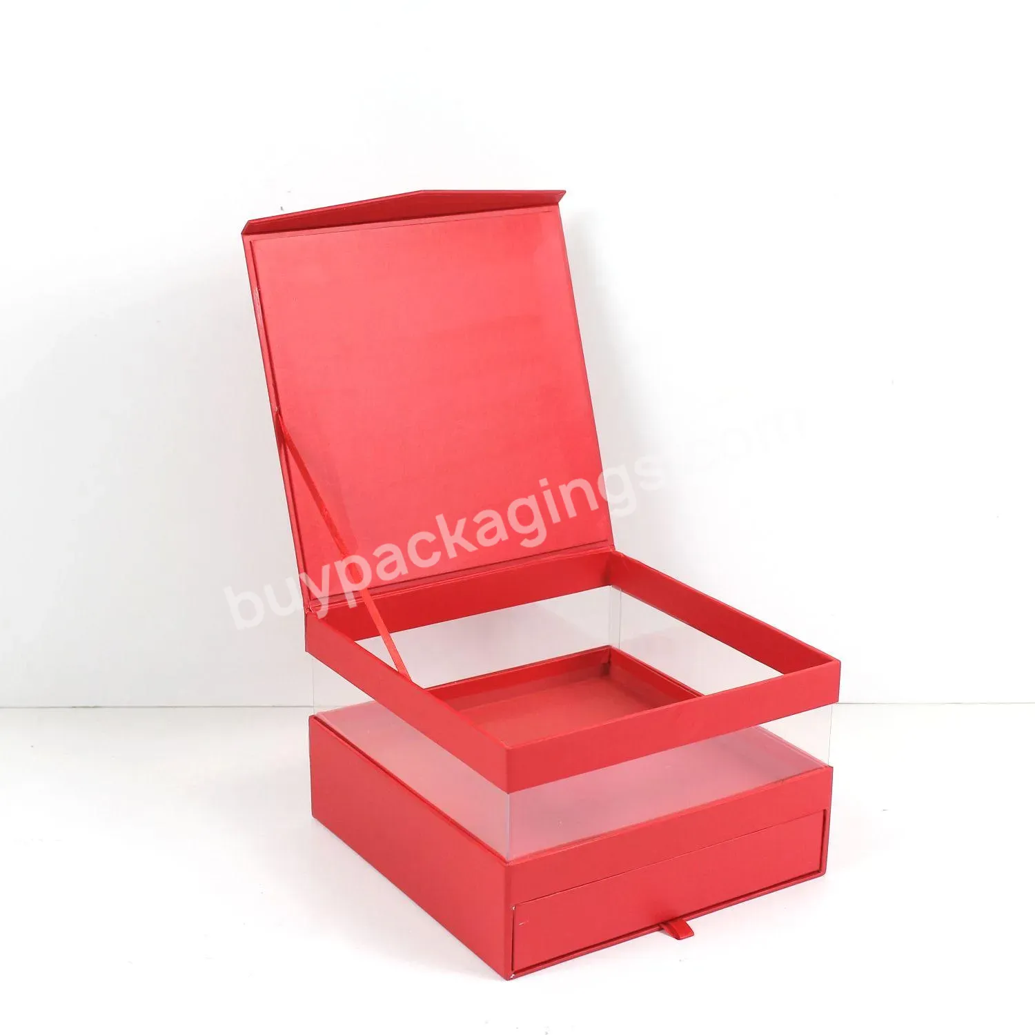 New Design Two Layer Flower Gift Box Paperboard Boxes With Clear Pvc Window