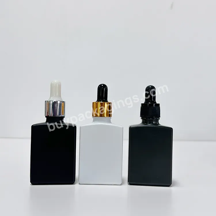 New Element 15ml 30ml 50ml 100ml Black Glass Square Oil Dropper Bottle For Perfume Bottle Packaging