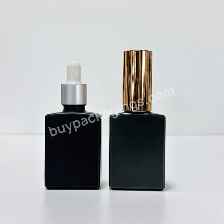 New Element 15ml 30ml 50ml 100ml Black Glass Square Oil Dropper Bottle For Perfume Bottle Packaging