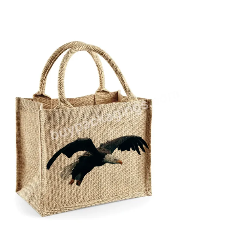 New Fashion Courtly Retro Style Coffees Jute Bags Organic Shopping Bags Jute Linen Burlap Tote Bag With Custom Printed Logo