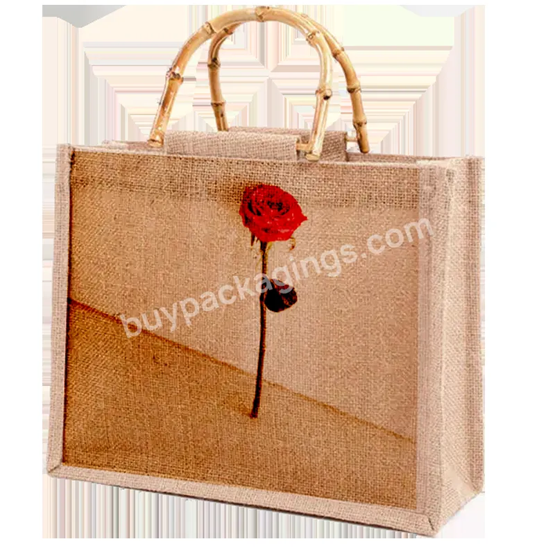 New Fashion Retro Blank Jute Tote Bag Gift Shopping Bags With Custom Logo