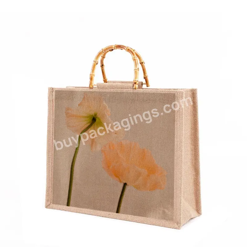 New Fashion Retro Blank Jute Tote Bag Gift Shopping Bags With Custom Logo