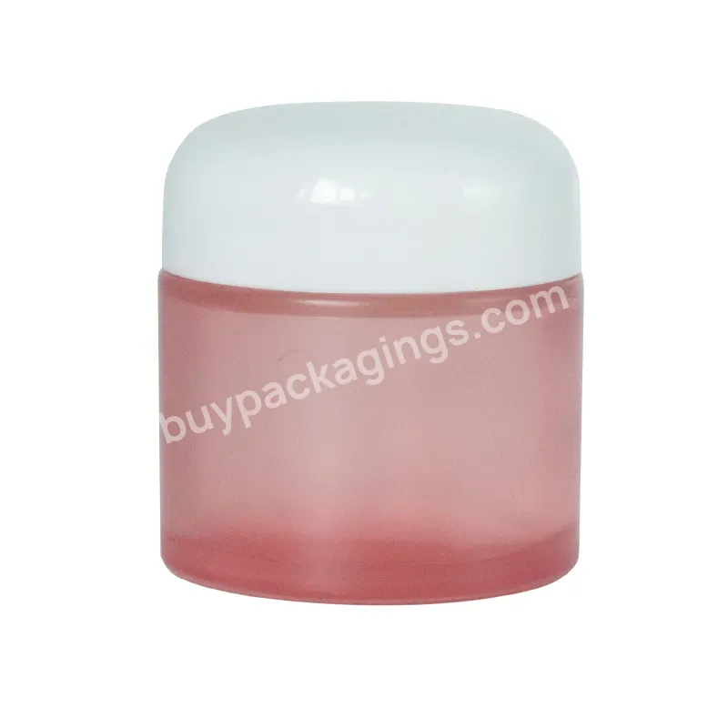 New Frosted Pink 50ml 2oz Wide Mouth Cream Cosmetic Packaging Glass Jar With White Lid