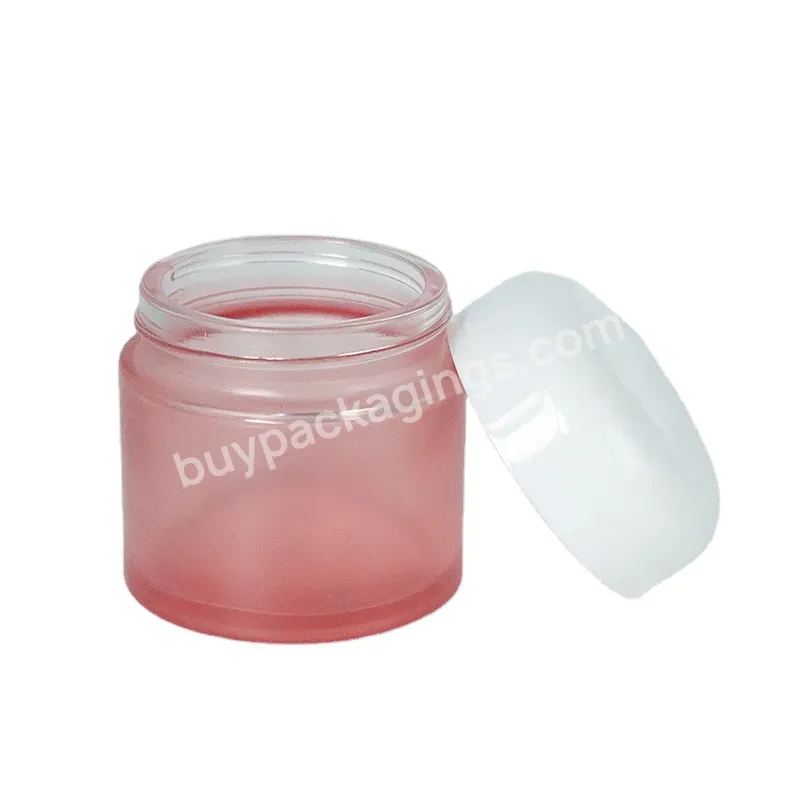 New Frosted Pink 50ml 2oz Wide Mouth Cream Cosmetic Packaging Glass Jar With White Lid - Buy 2oz Glass Cream Jar,Frosted Glass Jar,Frosted Cosmetic Jar.