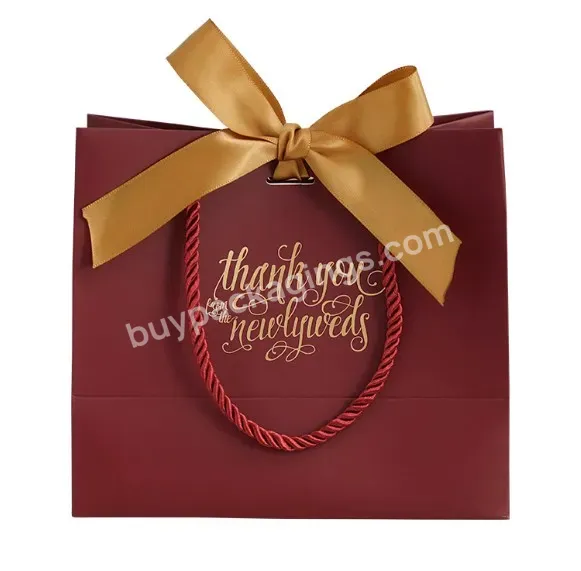 New Gold Hot Foiled Stamping Red Matte Bows Girl Gift Paper Bag