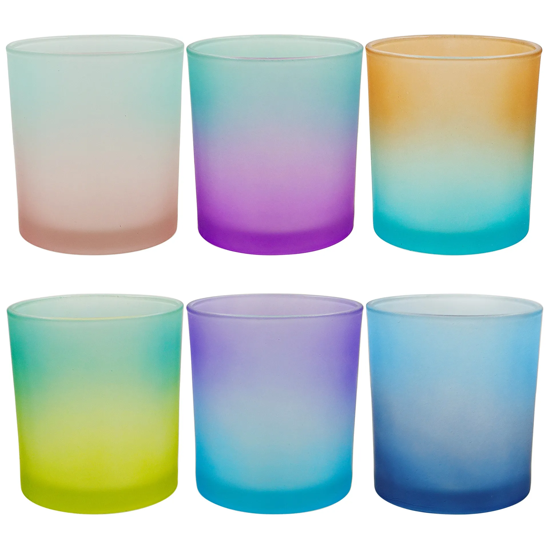 New Gradient Color Glass Candle Cup Candlestick Aromatherapy Glass Candle Holder Household Ornaments