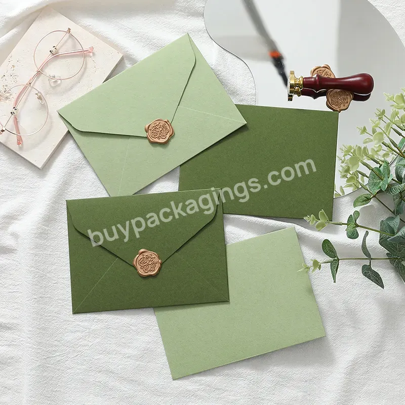 New Hot Sale Envelope Wedding Custom Paper Envelope Green Wedding Invitation Envelope 5x7 Packaging