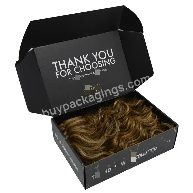 New Luxury 2022 Corrugated Mailer Box With Stickers Printed Custom Color Logo For Hair And Wig Packaging