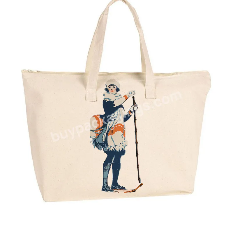 New Natural Extra Large Canvas Tote Bag With Logo Printing For Shopping