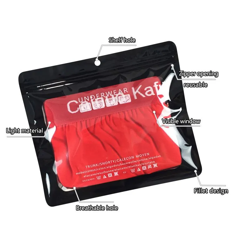 New Pack Custom Logo Ziplock  Resealable Underwear Underpants Aluminum Foil Cute Plastic Bag