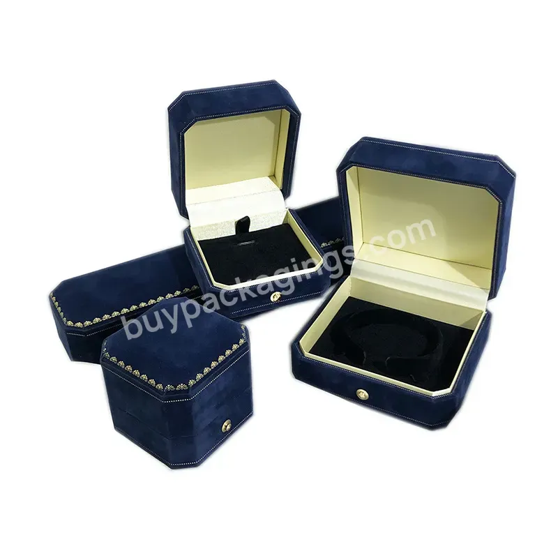 New Package Octagonal Hot Gold Edged Velvet Jewelry Box Ring Necklace Bracelet Packing Storage Gift Box