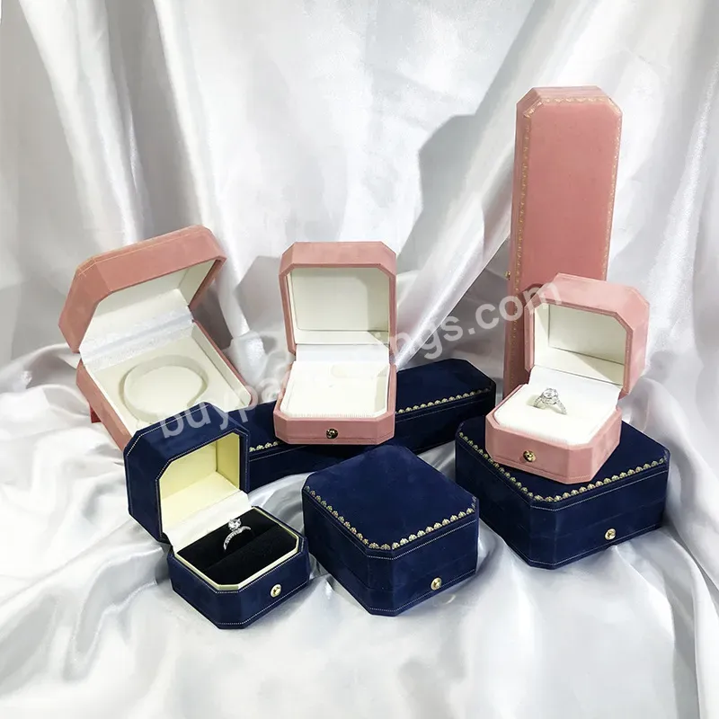 New Package Octagonal Hot Gold Edged Velvet Jewelry Box Ring Necklace Bracelet Packing Storage Gift Box