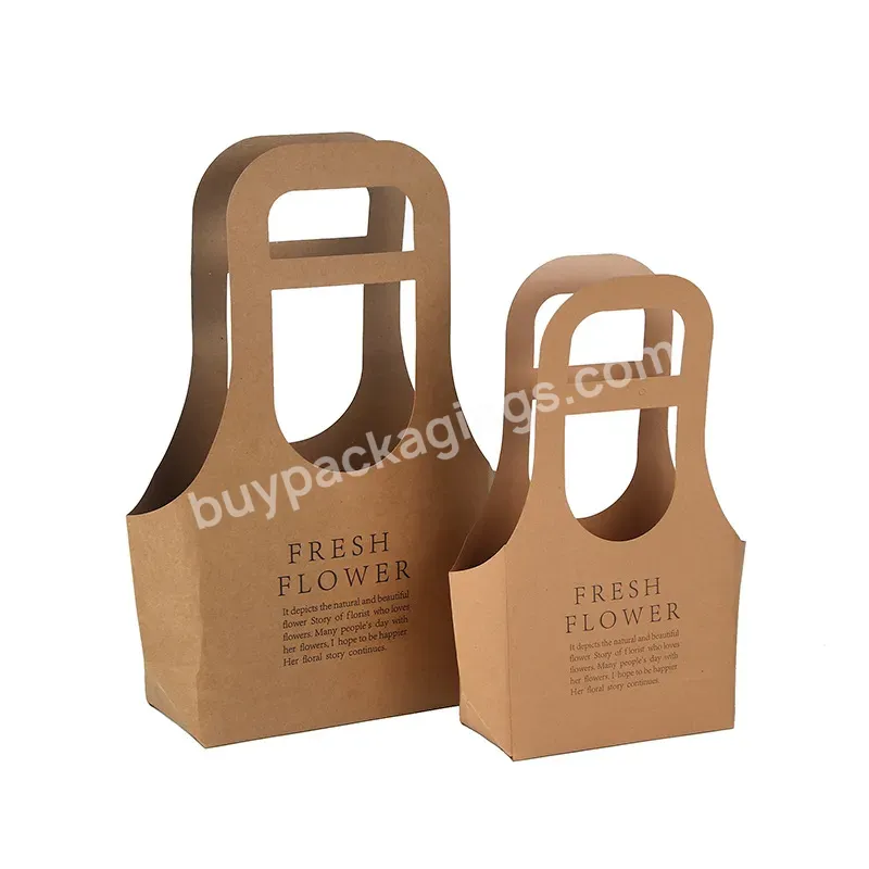 New Portable Foldable Gift Bouquet Bag Cheap Flower Packaging And Display Bags Paper Bag Kraft Paper Long Handle