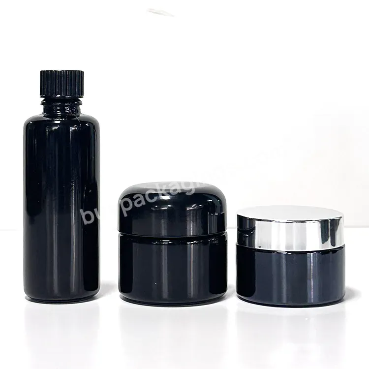 New Product 10ml 15ml 30ml 50ml 100ml Essential Oil Black Glass Dark Violet Dropper Bottles And Black Plastic Lid