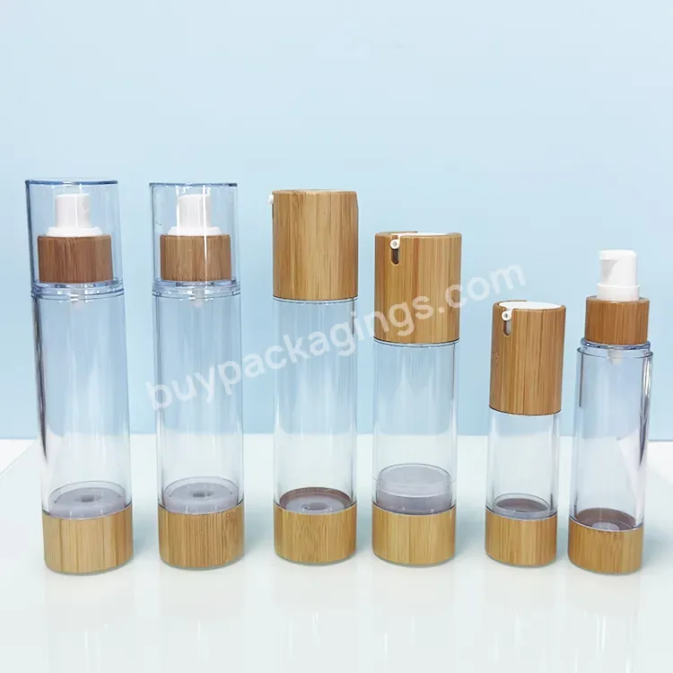 New Product 15ml 30ml 50ml Bamboo Airless Pump Bottle With Bamboo Pump Plastic Airless Bottle Bamboo Bottom - Buy Airless Cosmetic Bottle,250ml Airless Pump Bottle,Pp Airless Pump Bottle.