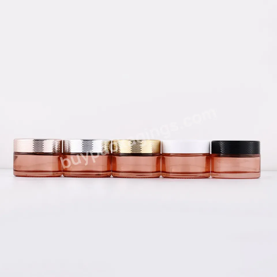 New Product 5g 10g 15g 30g 50g 100g Clear Pink Glass Cream Jar With Gold Black Sliver Aluminium Cap Luxury Skincare Packaging