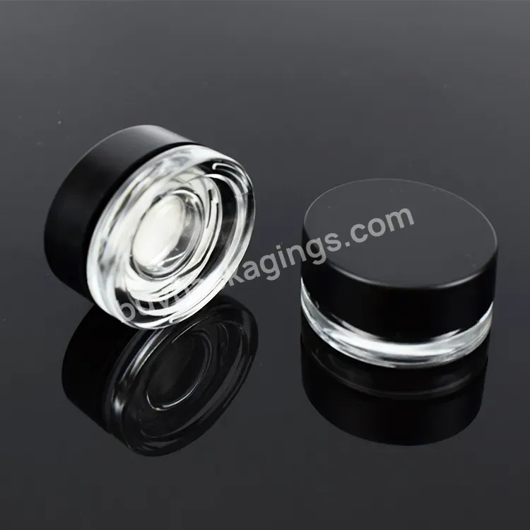 New Product Custom Logo Child Resistant Clear Oval Glass Concentrate Jar Container With White Black Cap